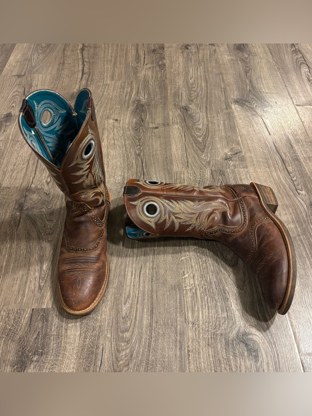 ARIAT Shadow Rider Brown Leather Round Toe Cowgirl Boots #10015327 Womens Sz 9.5